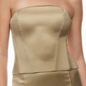 Aritzia TEN Castle Silky Gold Satin Structured Bustier